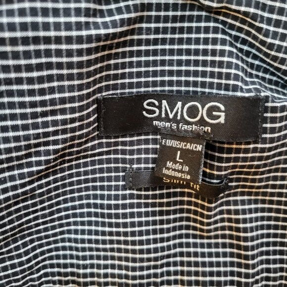 SMOG Men's Button Down Check 100% Cotton Shirt - Size Large - Picture 4 of 11